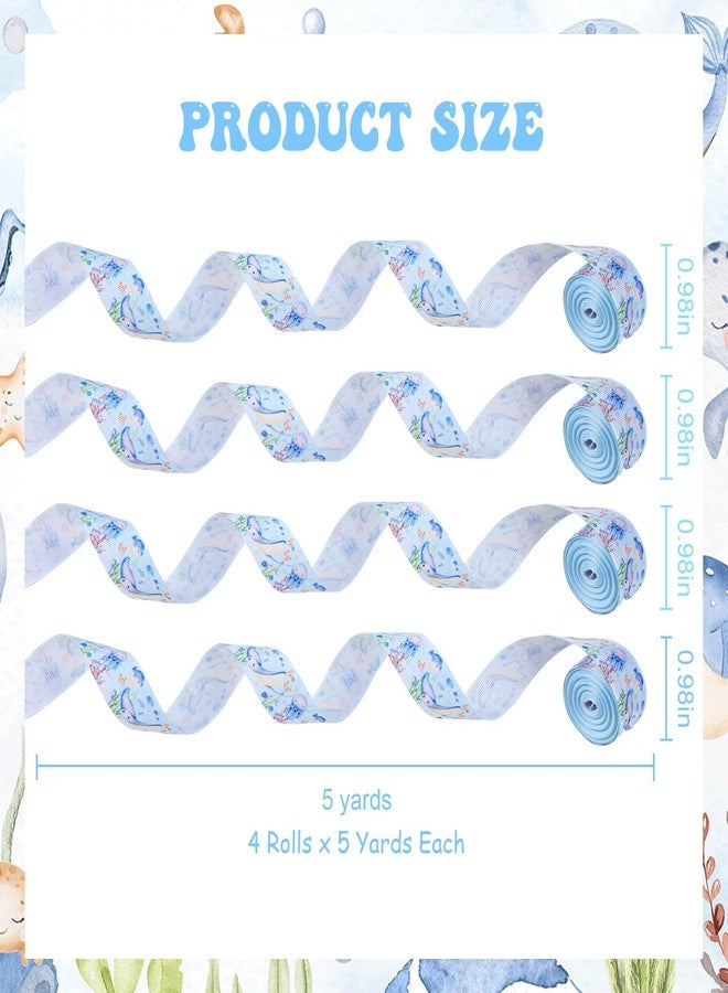Cheerupp 4 Rolls Retro Ocean Theme Ribbons, 20 Yards Craft Ribbons for Wreath Hair Bow Wrapping Gifts Packing, Under the Sea Grosgrain Ribbons Birthday Wedding Gender Reveal Party Home Accessory Decor - Image 5